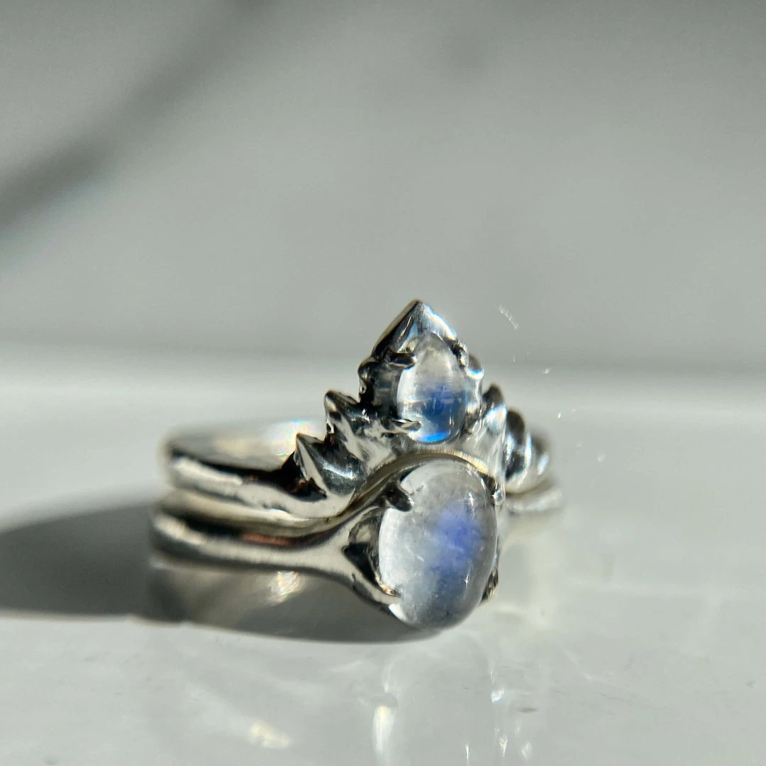 Iron Oxide Moonstone Halo Stacker Ring Jewelry 6 Iron Oxide Moonstone Halo Stacker Ring Jewelry