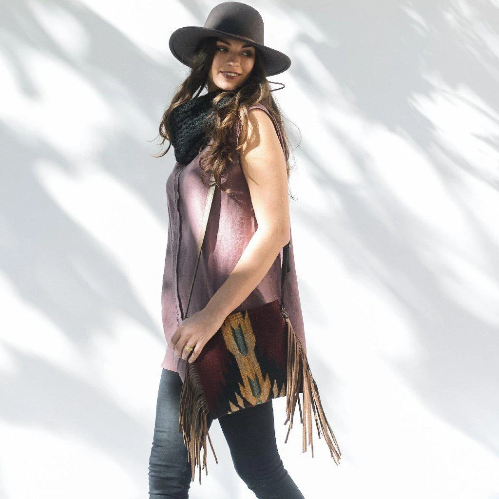 MZ Fair Trade Shadow Wool Fringe Bag Accessories 7 MZ Fair Trade Shadow Wool Fringe Bag Accessories