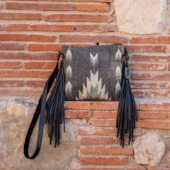 MZ Fair Trade Smoky Quartz Wool Fringe Bag Accessories