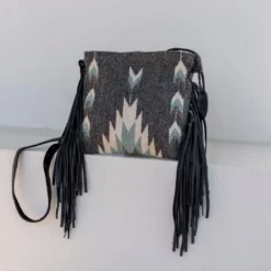 MZ Fair Trade Smoky Quartz Wool Fringe Bag Accessories
