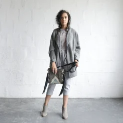 MZ Fair Trade Smoky Quartz Wool Fringe Bag Accessories