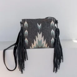 MZ Fair Trade Smoky Quartz Wool Fringe Bag Accessories