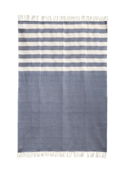 Kiliim Navy Stripes Throw Blanket Home Goods