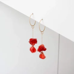 Giulia Letzi + META Jewelry Nina Upcycled Chain Drop Earrings - Coral
