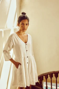 No Nasties Coconut Milk Drop-Waist Mini Dress Clothing