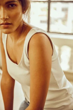 No Nasties Wide-Neck Ribbed Tank Top Clothing