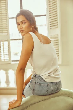 No Nasties Wide-Neck Ribbed Tank Top Clothing