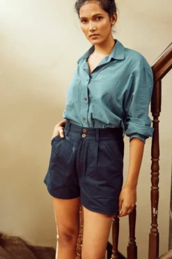 No Nasties Indigo High-Rise Shorts