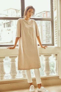 No Nasties Clothing Sand Reversible Long Tee