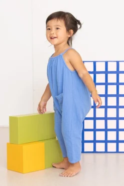 North Of West Sale Kids' Double Cloth Jumpsuit - Adriatic 9 North Of West Sale Kids' Double Cloth Jumpsuit - Adriatic