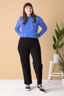 North Of West Morgan Squiggles Mock Neck - Azure