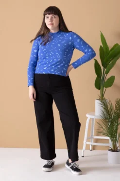 North Of West Morgan Squiggles Mock Neck - Azure