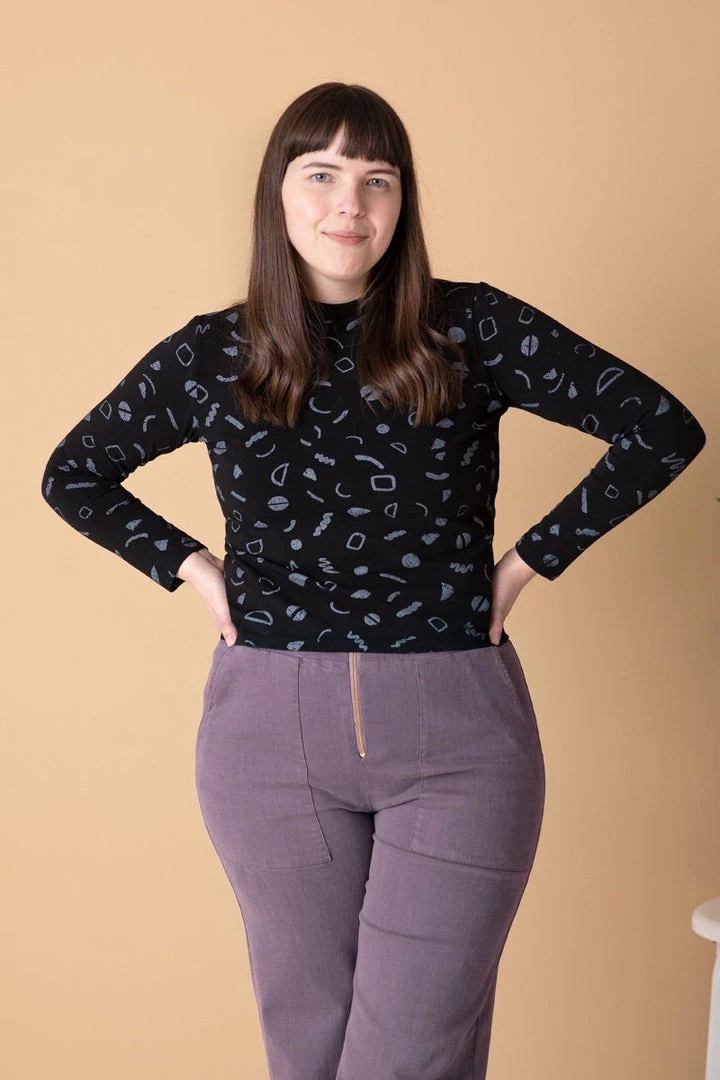 North Of West Sale Morgan Squiggles Mock Neck - Black 4 North Of West Sale Morgan Squiggles Mock Neck - Black