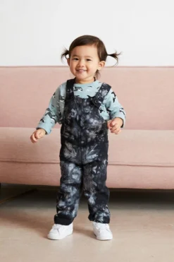 North Of West Sale Kids' Park Upcycled Tie Dye Overalls - Black