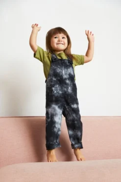 North Of West Sale Kids' Park Upcycled Tie Dye Overalls - Black