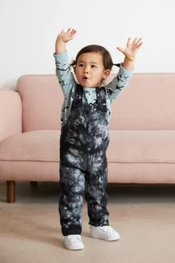 North Of West Sale Kids' Park Upcycled Tie Dye Overalls - Black