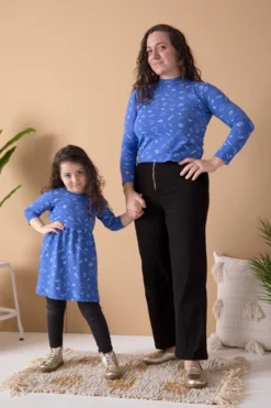 North Of West Sale Kids' Squiggles Gathered Dress - Azure 5 North Of West Sale Kids' Squiggles Gathered Dress - Azure