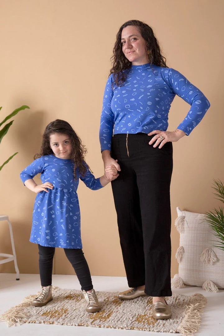 North Of West Sale Kids' Squiggles Gathered Dress - Azure 4 North Of West Sale Kids' Squiggles Gathered Dress - Azure