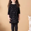 North Of West Kids' Squiggles Gathered Dress - Black 1 North Of West Kids' Squiggles Gathered Dress - Black