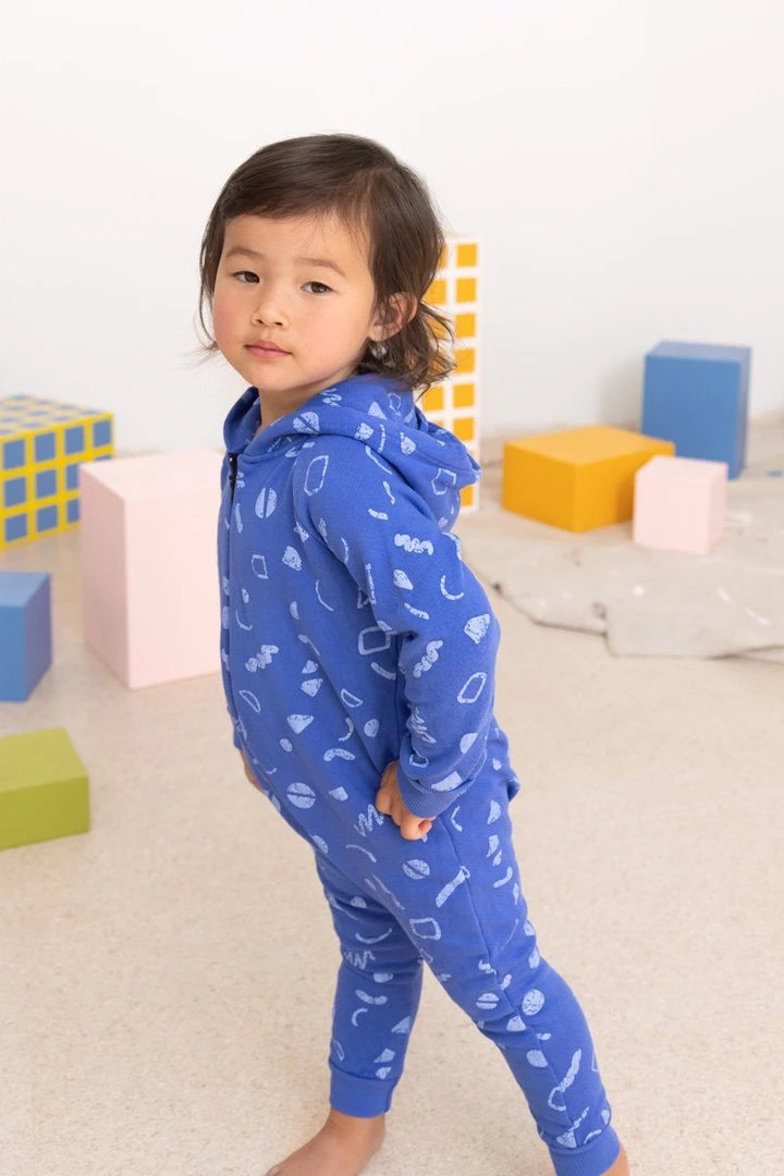 North Of West Sale Baby's Squiggles Hooded Romper - Azure 6 North Of West Sale Baby's Squiggles Hooded Romper - Azure