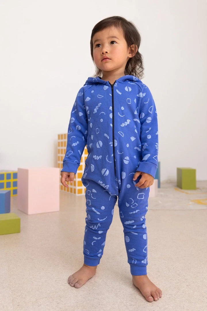 North Of West Sale Baby's Squiggles Hooded Romper - Azure 5 North Of West Sale Baby's Squiggles Hooded Romper - Azure