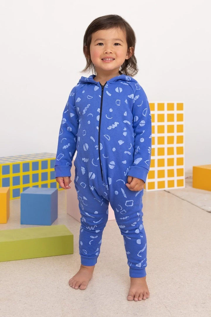 North Of West Sale Baby's Squiggles Hooded Romper - Azure 3 North Of West Sale Baby's Squiggles Hooded Romper - Azure