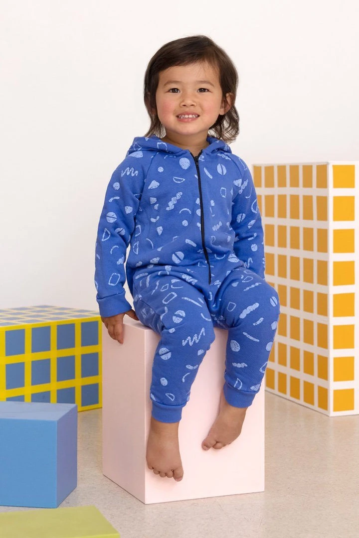 North Of West Sale Baby's Squiggles Hooded Romper - Azure 4 North Of West Sale Baby's Squiggles Hooded Romper - Azure