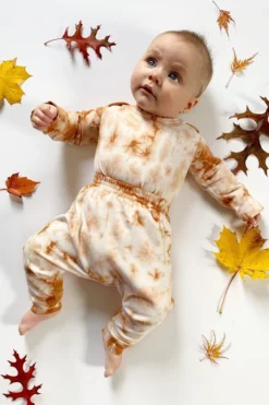 North Of West Sale Baby's Tie Dye Long Sleeve Onesie - Amber