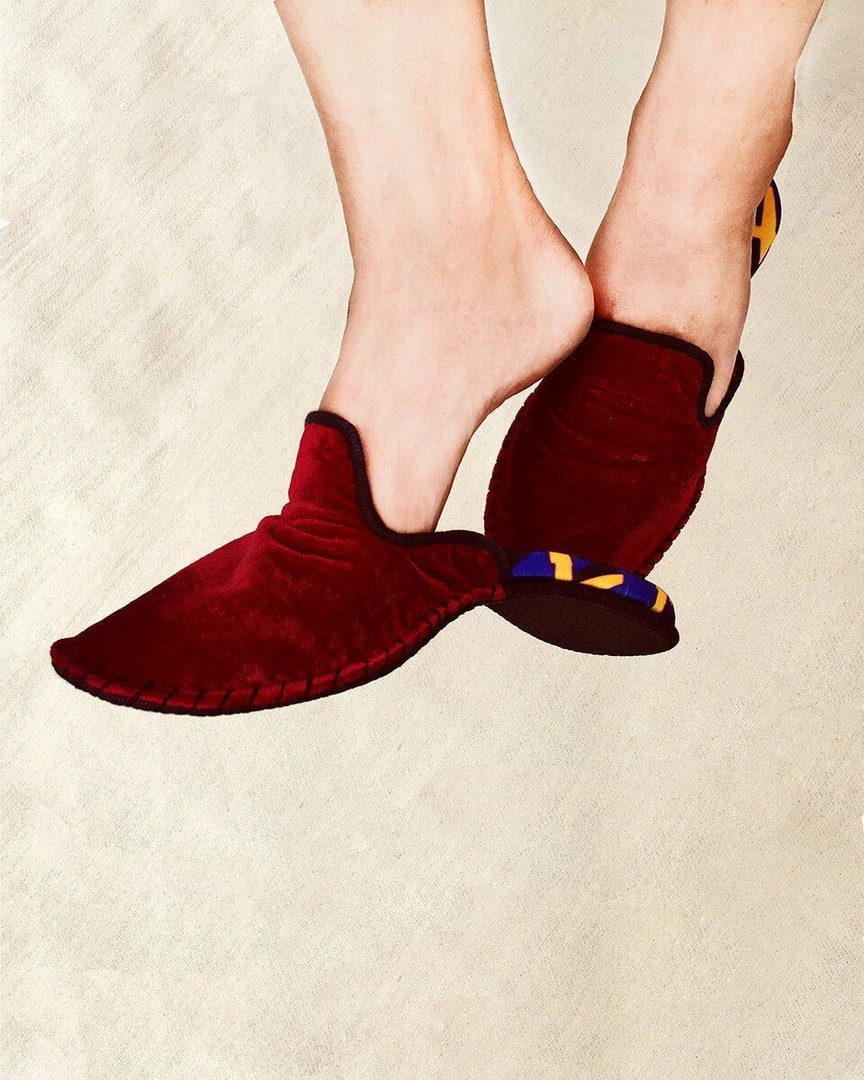 ONE432 Upcycled Velvet Unisex Slippers - Begum Scarlet Best Sellers 4 ONE432 Upcycled Velvet Unisex Slippers - Begum Scarlet Best Sellers