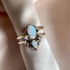 Iron Oxide Jewelry Opal Halo Stacking Ring Set