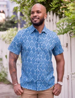 Passion Lilie Men's Cobalt Blue Button Down Shirt