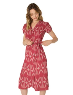 Passion Lilie Garnet Ikat Wrap Dress