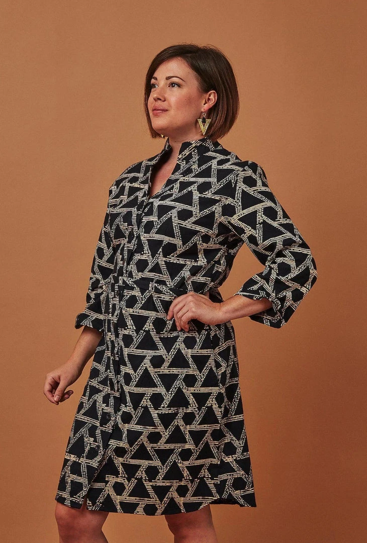 Passion Lilie Geometric Button-Up Dress Fair Trade 3 Passion Lilie Geometric Button-Up Dress Fair Trade