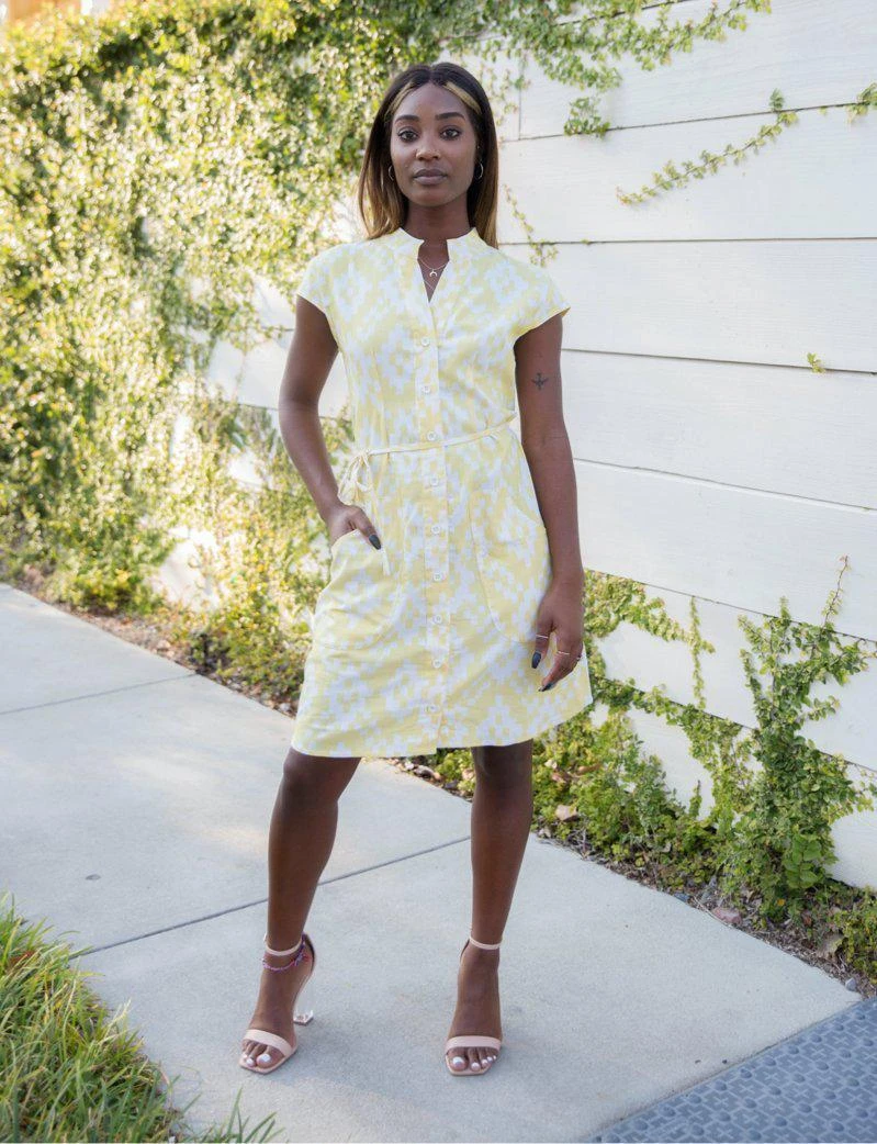 Passion Lilie Clothing Lemon Ikat Button Dress 5 Passion Lilie Clothing Lemon Ikat Button Dress