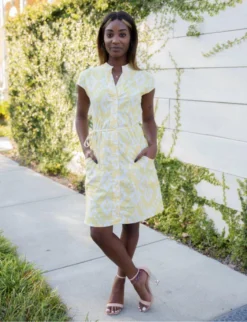 Passion Lilie Clothing Lemon Ikat Button Dress