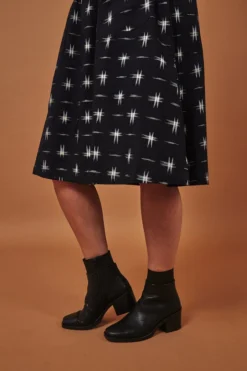 Passion Lilie Navy Stars Midi Skirt Clothing