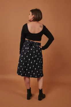 Passion Lilie Navy Stars Midi Skirt Clothing