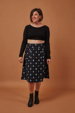 Passion Lilie Navy Stars Midi Skirt Clothing