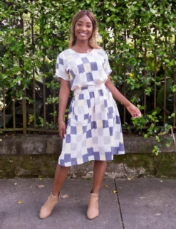 Passion Lilie Sunshine Plaid Ikat Midi Skirt