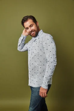 Passion Lilie Men's Diagonal Button Down Shirt 8 Passion Lilie Men's Diagonal Button Down Shirt