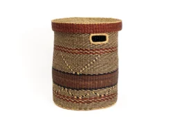 KAZI Home Goods Patterned Grass Hamper - Brown