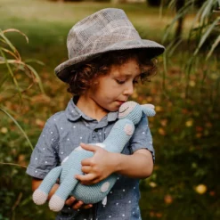 Pebble Fair Trade Large Giraffe - Duck Egg Blue