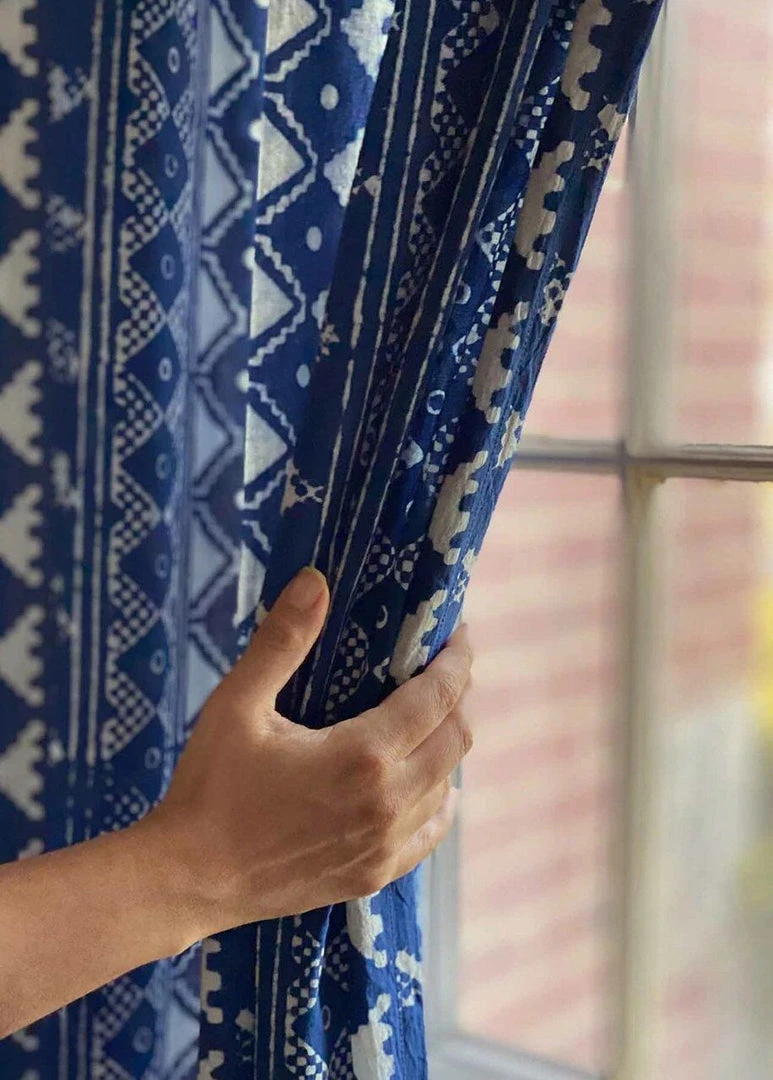 Ichcha Phulkari Indigo Curtain Panel 6 Ichcha Phulkari Indigo Curtain Panel