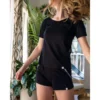 Leena & Lu Best Sellers Pima Short Pajama Set - Black 1 Leena & Lu Best Sellers Pima Short Pajama Set - Black