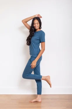 Leena & Lu Pima Short Sleeve Jogger Set