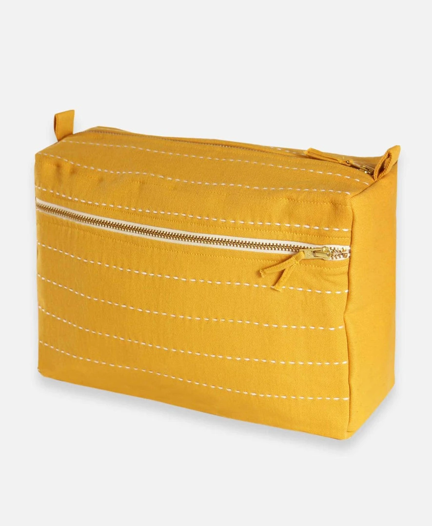 Anchal Accessories Pin Stitch Large Toiletry Bag - Mustard 3 Anchal Accessories Pin Stitch Large Toiletry Bag - Mustard