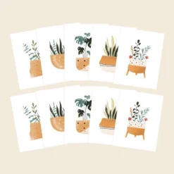 Cute Root Greeting Cards Plants And Pots Plantable Cards - 10 Pack
