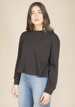 Poplinen Clothing Cindy Crop Pocket Tee - Black