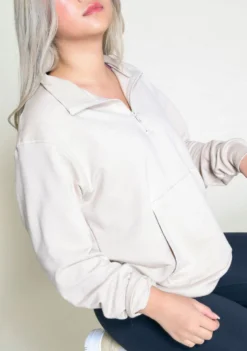 Poplinen Frances Tencel Zip Collar Sweatshirt Clothing