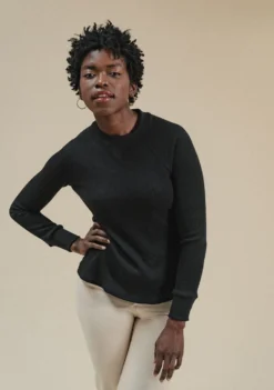 Poplinen Gloria Waffle Thermal Top - Black Clothing